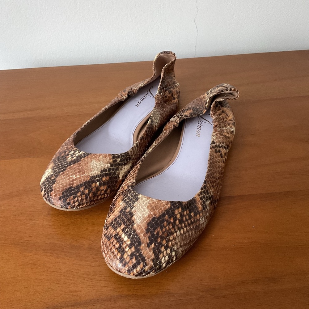 Delman Snakeskin Ballet Flats